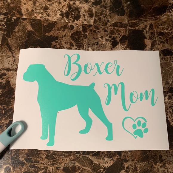 Boxer Mom Dog Car Decal Sticker ( Sea Foam ) - Picture 2 of 3